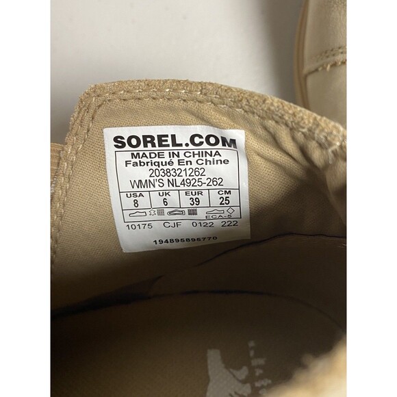 Sorel Womens Evie Tan Leather Waterproof Pull On Wedge Ankle Booties Size 8 VGC - Picture 6 of 9